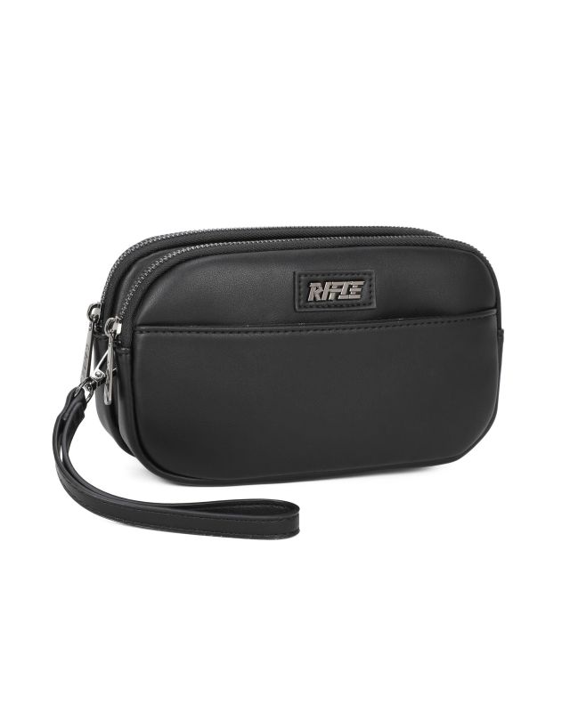 Product: RIFLE - Borsello nero con due scomparti principali e tasca frontale, laccio da polso removibile (1 of 3)