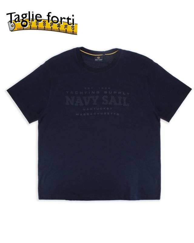 Product: NAVY SAIL - Tshirt over blu scuro da uomo con logo frontale - NYUOV2537 (1 of 2)