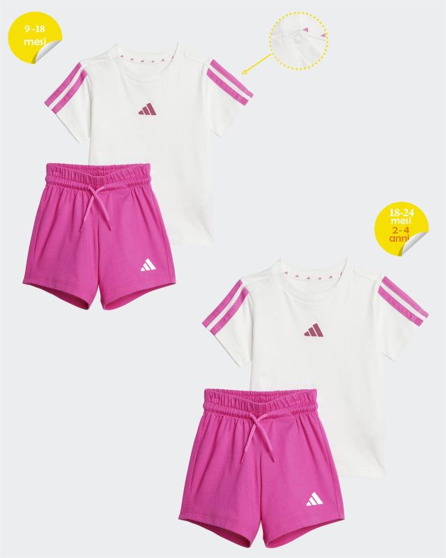 Product: ADIDAS - PANTALONCINO + T-SHIRT BABY BIANCO E FUXIA ESSENTIALS T-SET- JD6480 (1 of 4)