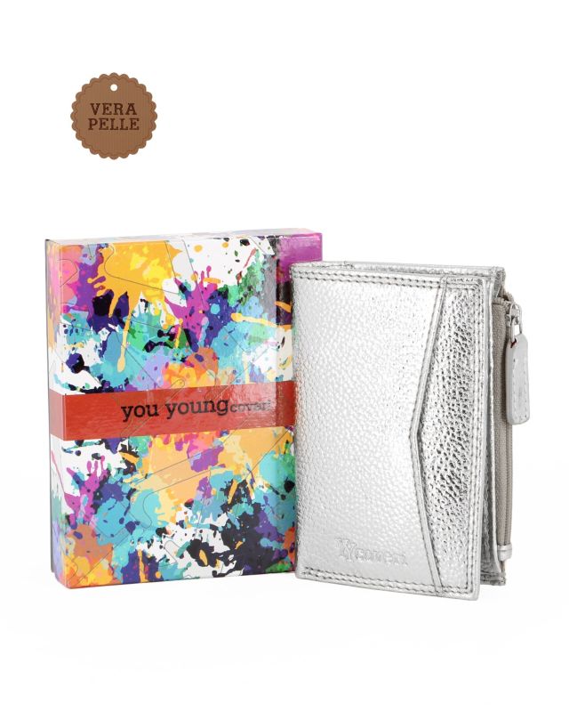 Product: YOU YOUNG COVERI - Portafoglio argento in VERA PELLE da donna con tasca frontale (1 of 3)