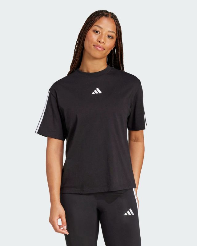 Product: ADIDAS - T-SHIRT DONNA MEZZA MANICA  NERA CON 3 BANDE BIANCHE  ESSENTIALS 3-STRIPES - JC5960 (1 of 4)