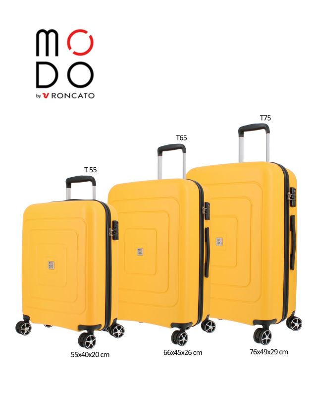 Product: MODO BY RONCATO - TROLLEY ABS GIALLO 4 RUOTE CON COMBINAZIONE TSA (1 of 5)