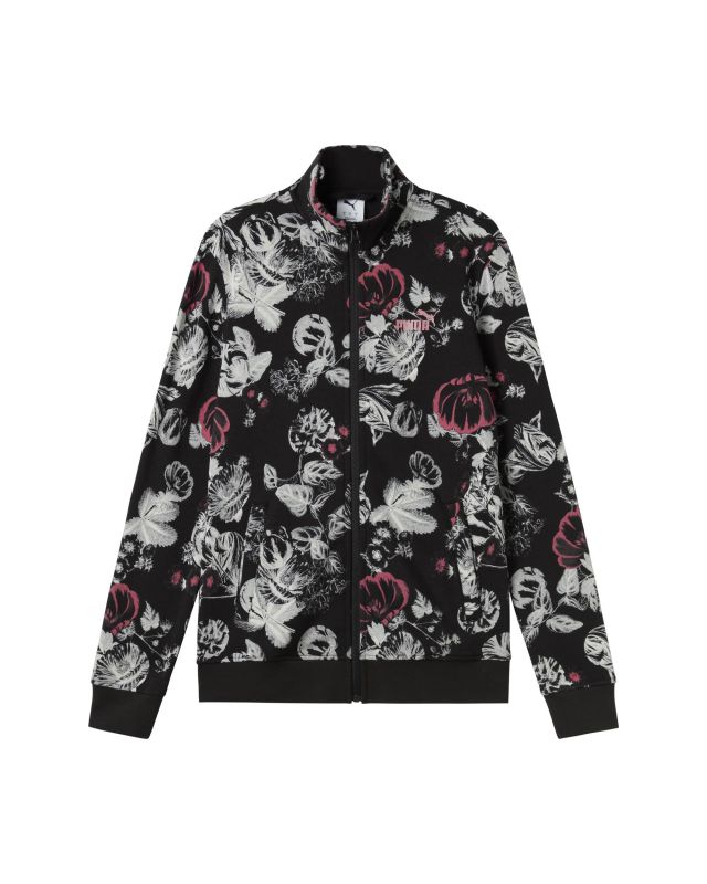 Product: PUMA - FELPA NERA FULL ZIP  ESSENTIAL + STAMPA FLORALE AOP TRACK DA DONNA,  689035-01