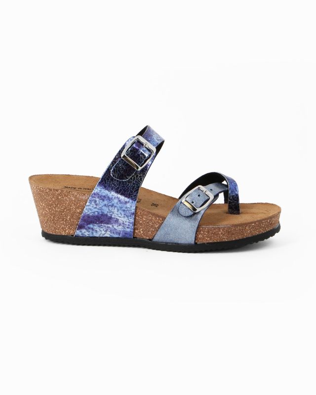 Product: SANA COMFORT - Ciabatta blu con sottopiede in VERA PELLE e suola antiscivolo, MADE IN ITALY (1 of 7)