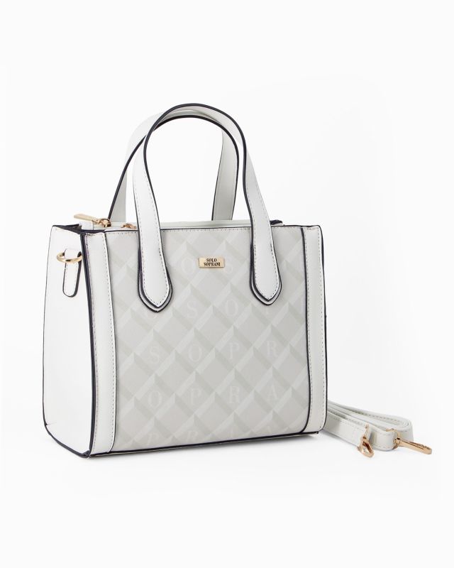Product: SOLO SOPRANI - Borsa due manici bianca con tre scomparti principali, tracolla removibile (1 of 4)