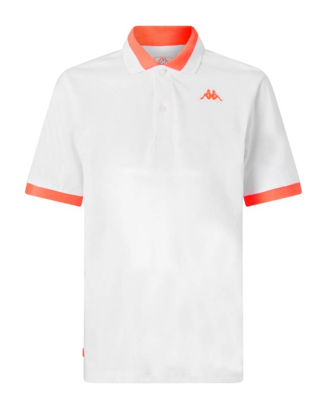 Product: KAPPA - POLO MEZZA MANICA UOMO LOGO NEON BIANCA E ARANCIONE FLUO, 341N22W (1 of 4)