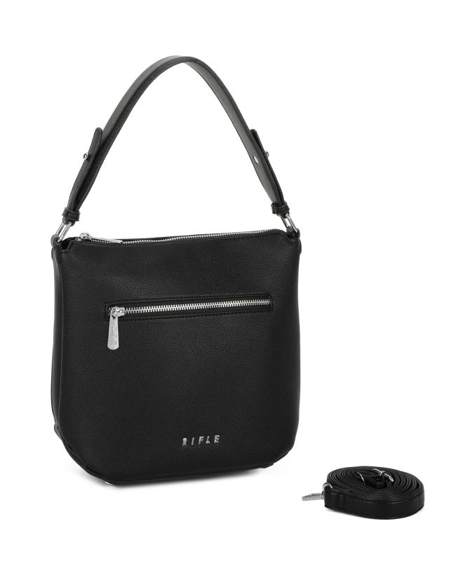 Product: RIFLE - Borsa un manico nera con tasca frontale, tracolla removibile (1 of 12)