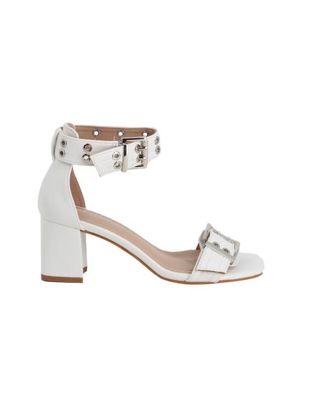 Product: MY JEWELS - Sandalo bianco con doppia fibbia, tacco 6CM (1 of 5)