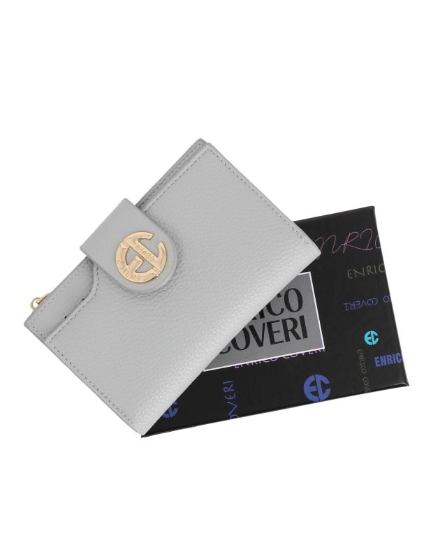 Product: ENRICO COVERI - Portafoglio grigio da donna con pattina e tasca posteriore (1 of 3)