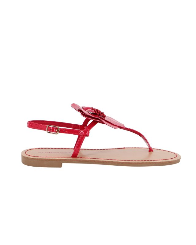 Product: GLOBO ROSA - Sandalo infradito rosso in vernice con fiore (1 of 4)