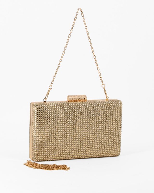 Product: DIVAS - Clutch oro con parte frontale in strass, tracolla removibile (1 of 4)