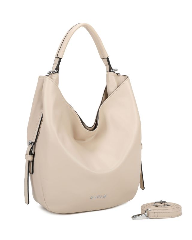 Product: RIFLE - Borsa sacca taupe con fibbie laterali, tracolla removibile (1 of 3)