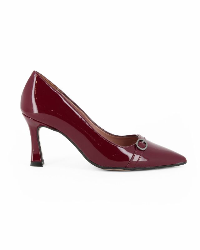 Product: MISS GLOBO - Décolleté bordeaux in vernice con cinturino frontale, tacco 7,5CM - MADE IN ITALY (1 of 4)