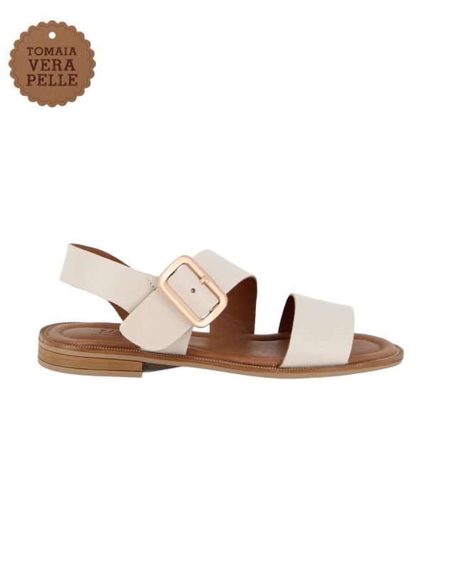 Product: MISS GLOBO - Sandalo biege in VERA PELLE con cinturino diagonale (1 of 8)