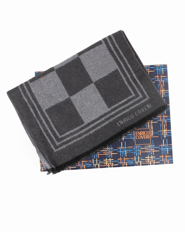Product: ENRICO COVERI - Sciarpa grigia a scacchi con scatola regalo (1 of 3)