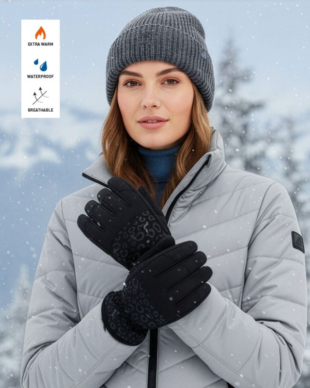 Product: REUSCH - GUANTI SCI DONNA NERI KEIRA R-TEX XT LEOPARD, 6431214-7053 (1 of 6)
