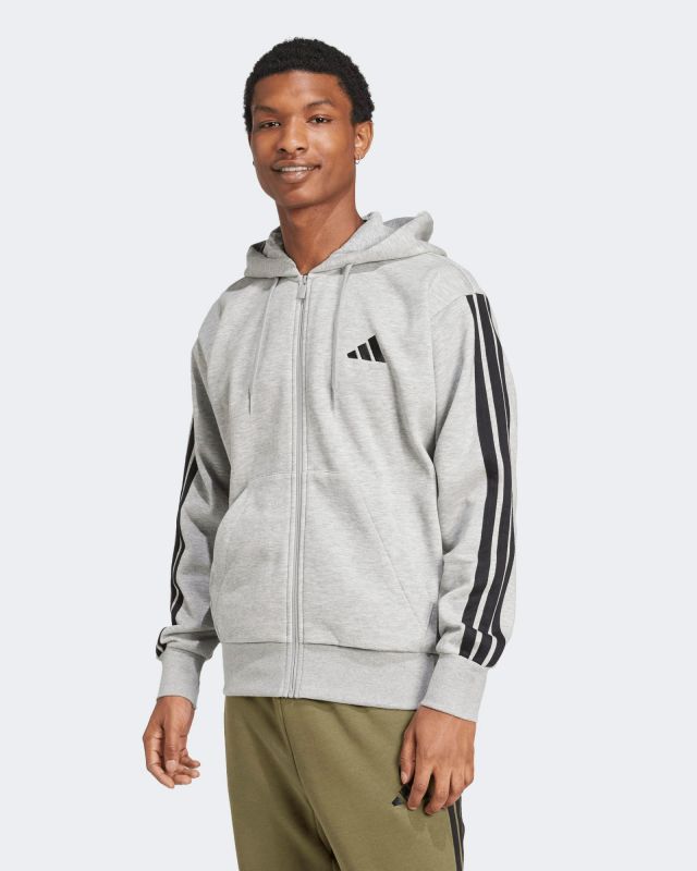 Product: ADIDAS - FELPA  UOMO FULL ZIP CON CAPPUCCIO GRIGIA ESSENTIALS 3- STRIPES  -  JD1865 (1 of 5)