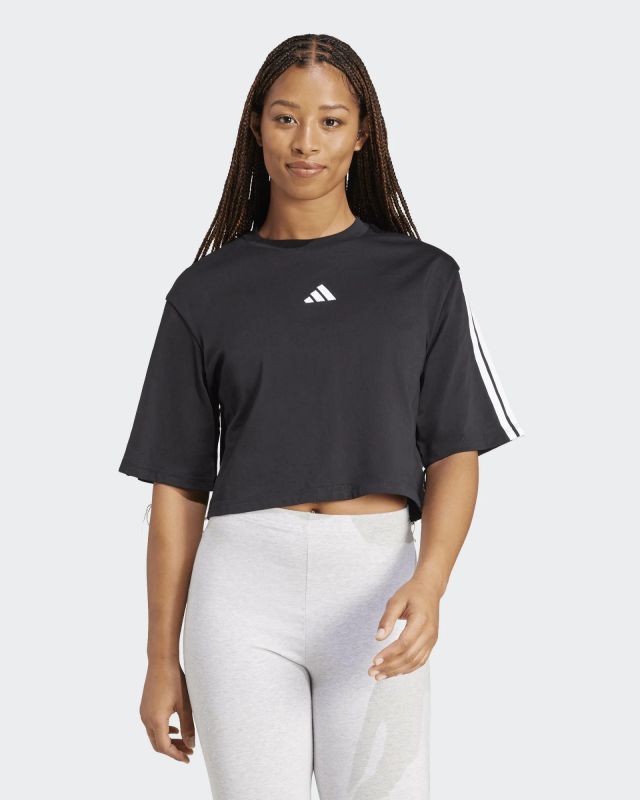 Product: ADIDAS - T-SHIRT NERA DA DONNA ESSENTIALS 3 STRIPES - JD4998 (1 of 6)