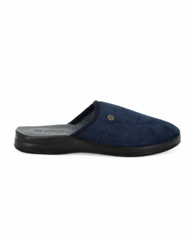 Product: TIGLIO - Pantofola blu da uomo con sottopiede in VERA PELLE, MADE IN ITALY (1 of 4)