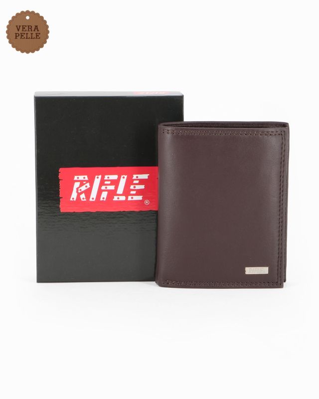 Product: RIFLE - Portafoglio marrone  in VERA PELLE con ribaltine (1 of 4)
