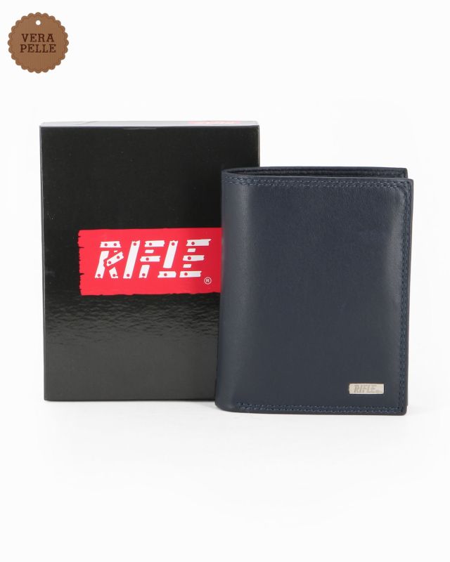 Product: RIFLE - Portafoglio blu  in VERA PELLE con ribaltine (1 of 4)