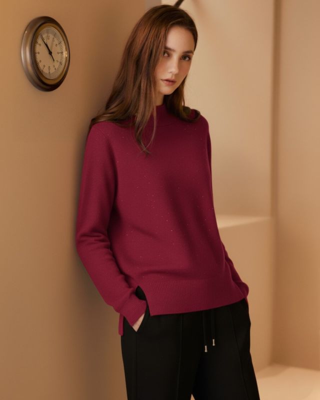 Product: BACHATA - Maglia manica lunga bordeaux da donna (1 of 5)