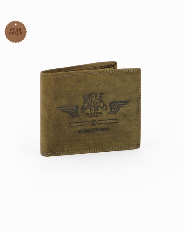 Product: RIFLE - Portafoglio verde in VERA PELLE da uomo con ribaltina interna (1 of 4)