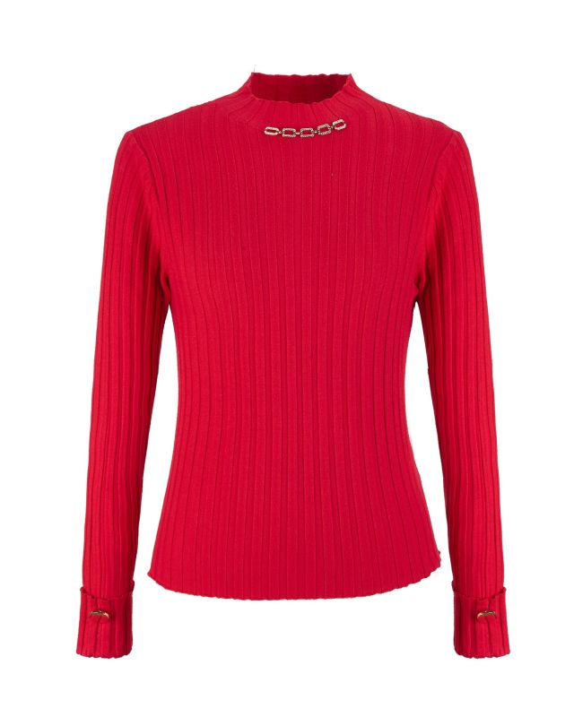 Product: BACHATA - Maglia rossa da donna a manica lunga con collo alto (1 of 3)