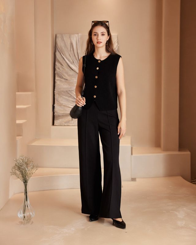 Product: BACHATA -Pantalone nero a palazzo (1 of 5)