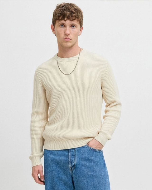 Product: JACK&JONES - MAGLIA MANICA LUNGA DA UOMO UNION BEIGE (1 of 6)