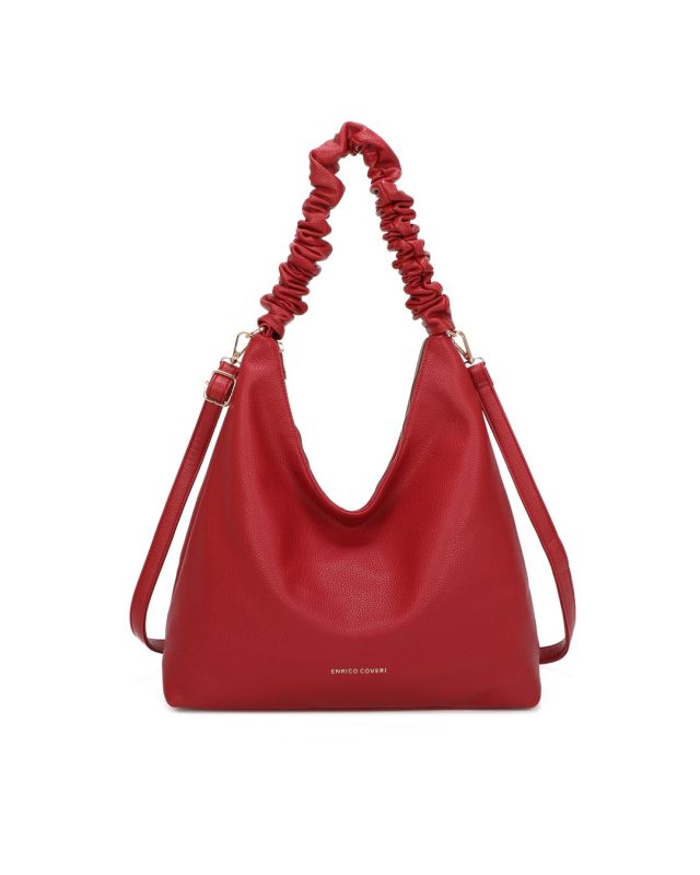 Product: ENRICO COVERI - Borsa sacca rossa con manico arricciato, tracolla removibile (1 of 3)