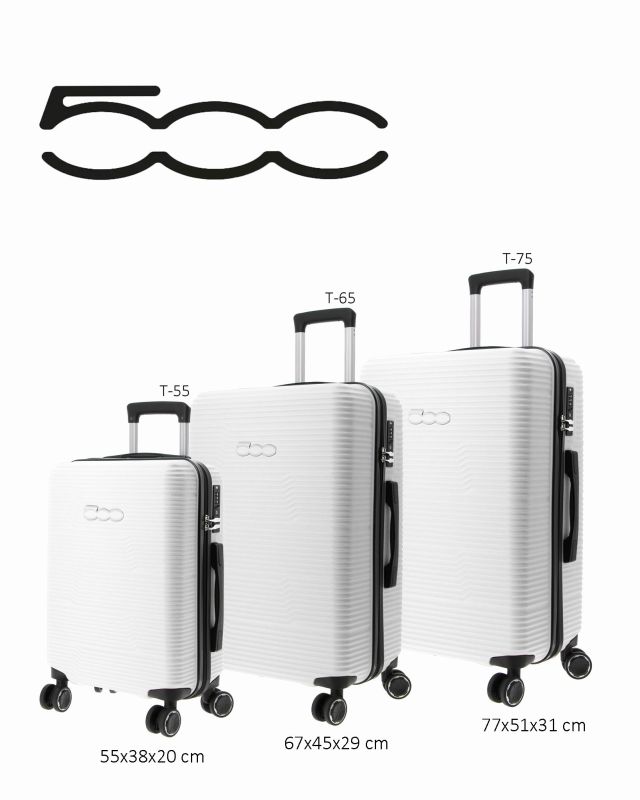 Product: FIAT 500 - TROLLEY BIANCO IN ABS 4 RUOTE CON COMBINAZIONE TSA (1 of 6)
