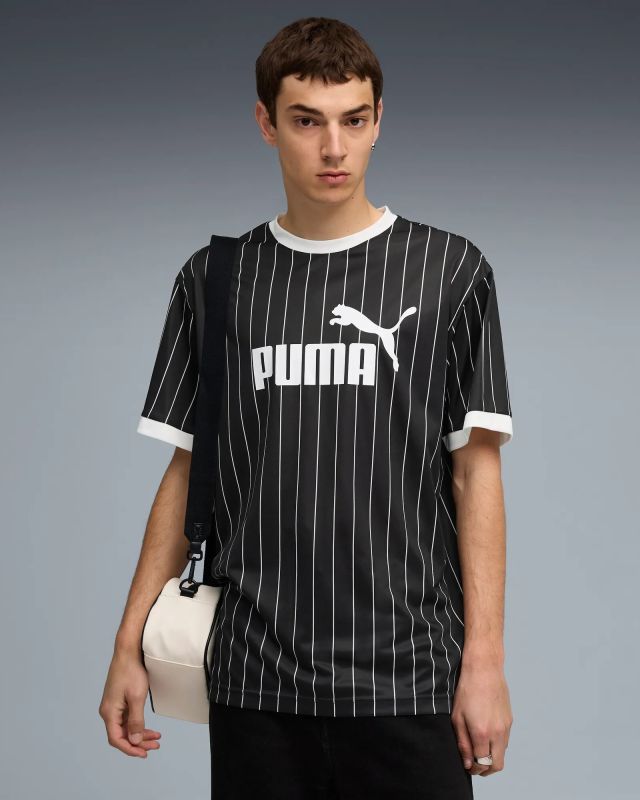 Product: PUMA - T-SHIRT NERA A RIGHE BIANCA  ESSENTIAL STRIPED JSY  DA UOMO, 688263-01 (1 of 7)