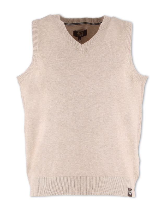 Product: GMV - GILET SMANICATO BEIGE CON SCOLLO A V IN MAGLIA (1 of 2)