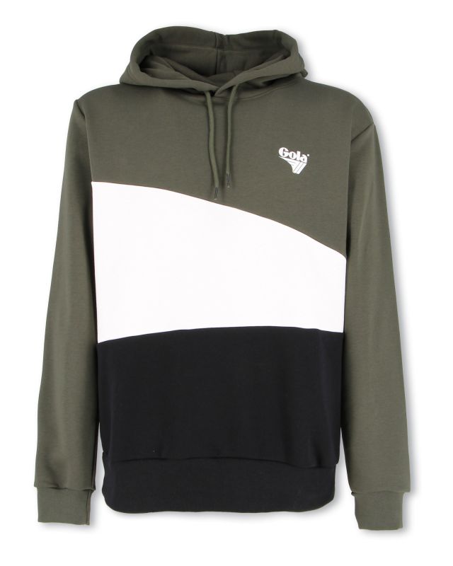 Product: GOLA - Felpa con cappuccio verde militare/panna/nero da uomo (1 of 3)