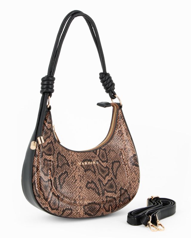 Product: NARDINI - Borsa a spalla testa moro pitonata, tracolla removibile (1 of 4)