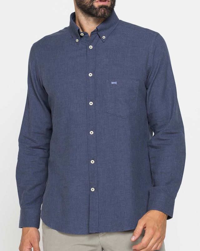 Product: CARRERA - CAMICIA UOMO IN FLANELLA BLU TINTA UNITA (1 of 3)