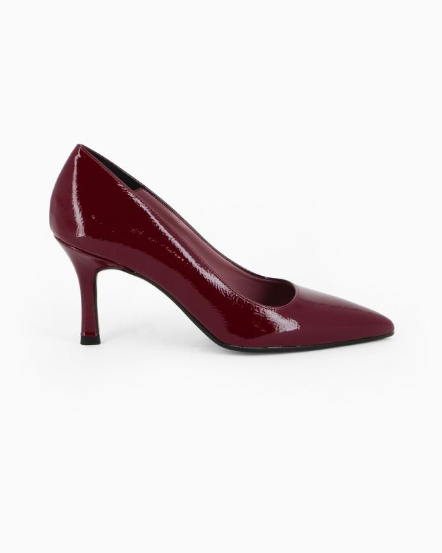 Product: MISS GLOBO - Décolleté bordeaux in vernice con sottopiede in VERA PELLE, tacco 8CM - MADE IN ITALY (1 of 5)
