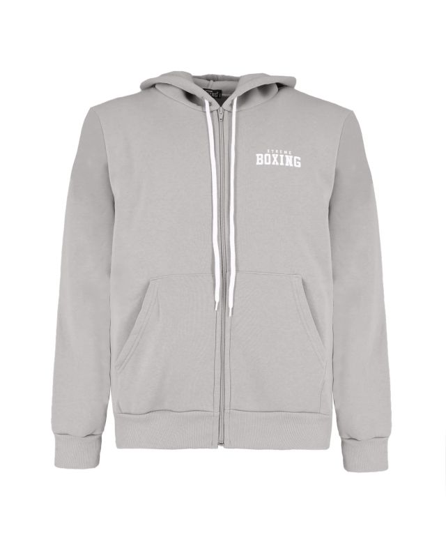 Product: XTREME BOXING - FELPA GRIGIA DA UOMO CON ZIP E CAPPUCCIO (1 of 3)