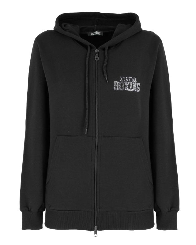 Product: XTREME BOXING - FELPA NERA DA DONNA CON ZIP E CAPPUCCIO (1 of 8)