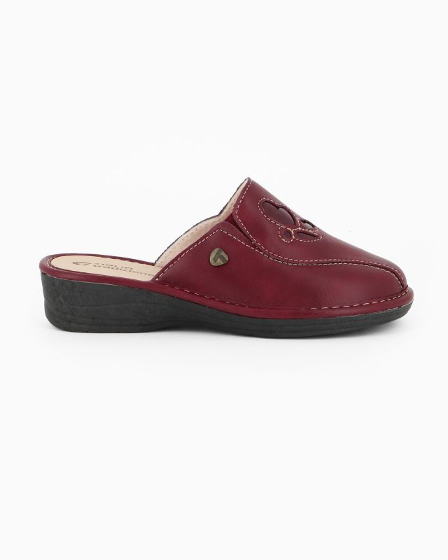 Product: TIGLIO - Ciabatta bordeaux da donna con cucitura laterale e cuori in vernice (1 of 4)