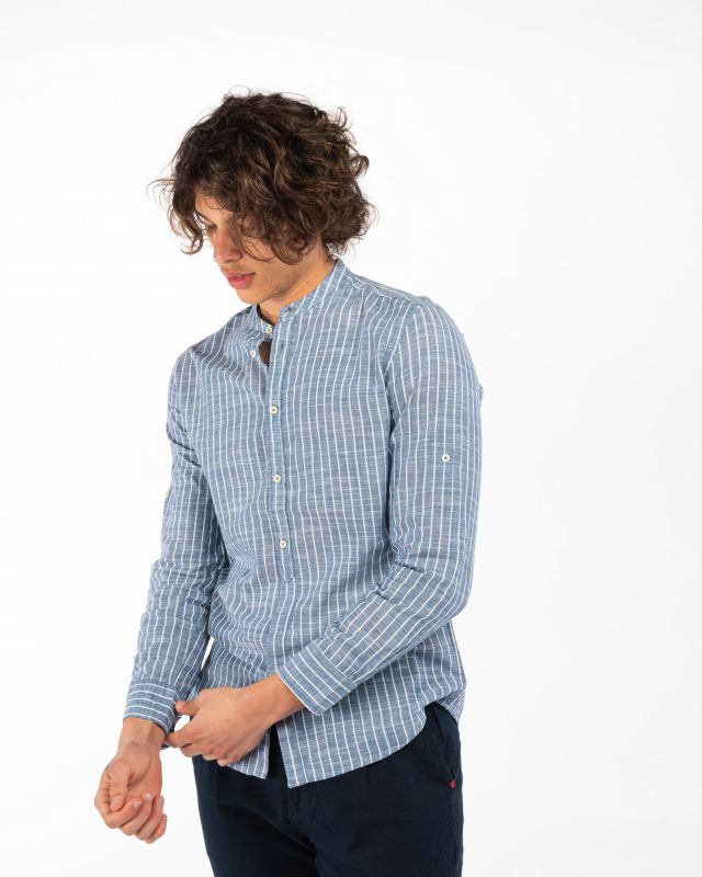 Product: BLUE LEMON - CAMICIA MANICA LUNGA LINO RIGATO COREANO (1 of 7)