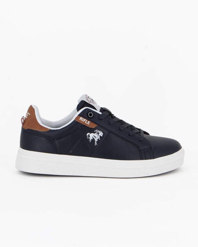 Product: RIFLE - Sneaker blu con patch marrone (1 of 4)