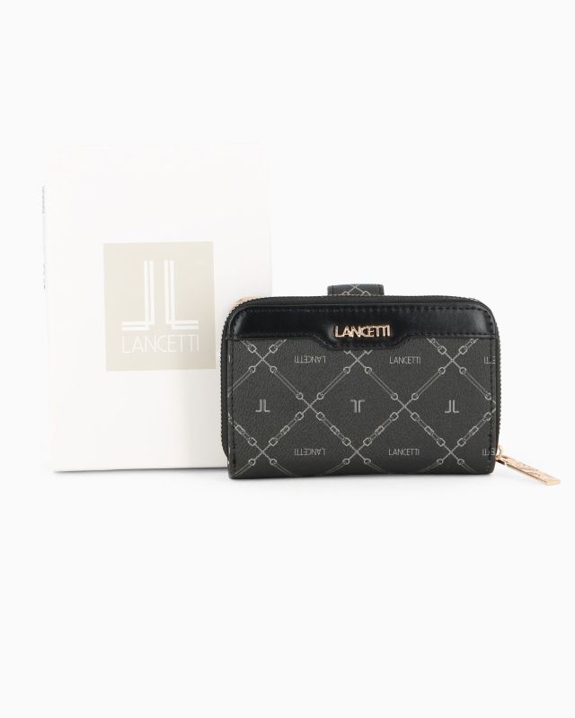 Product: LANCETTI - Portafoglio nero loggato con due scomparti principali (1 of 3)