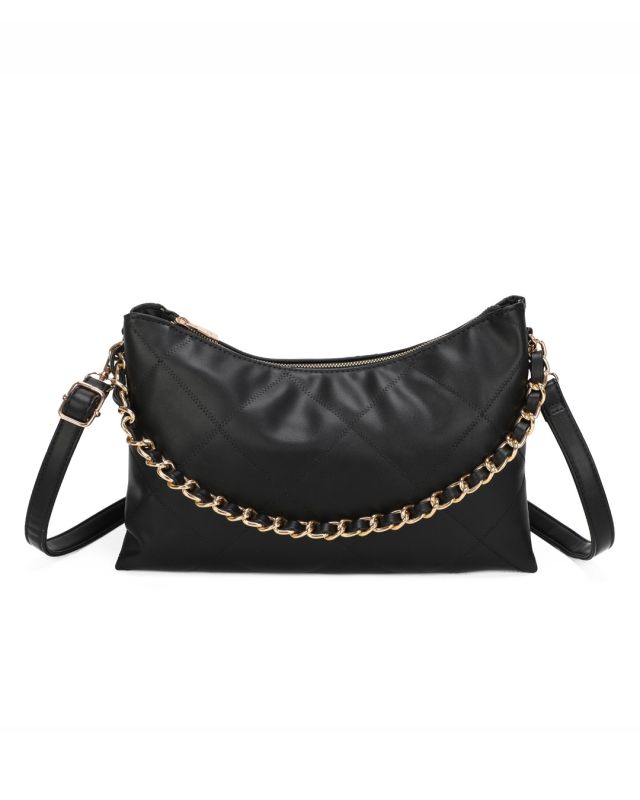 Product: ENRICO COVERI - Tracolla nera trapuntata con dettaglio catena (4 of 6)