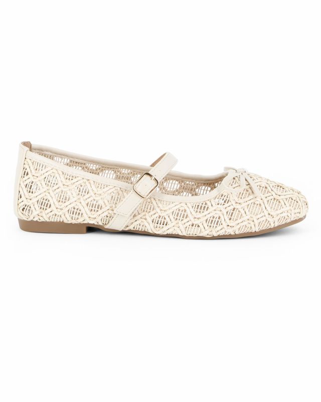 Product: MY JEWELS - Ballerina crema intrecciata con fiocco e cinturino frontale (1 of 4)