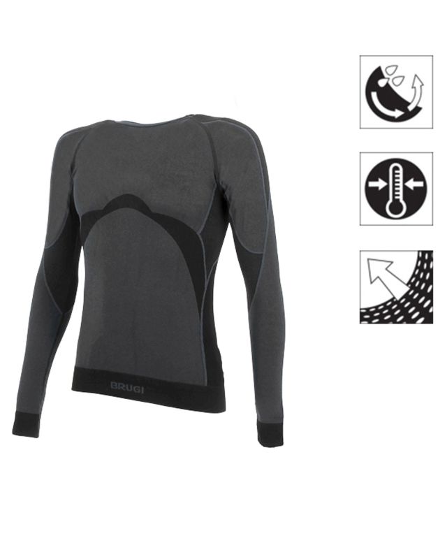 Product: BRUGI - Maglia da uomo grigia e nera termica traspirante senza cuciture (3 of 4)