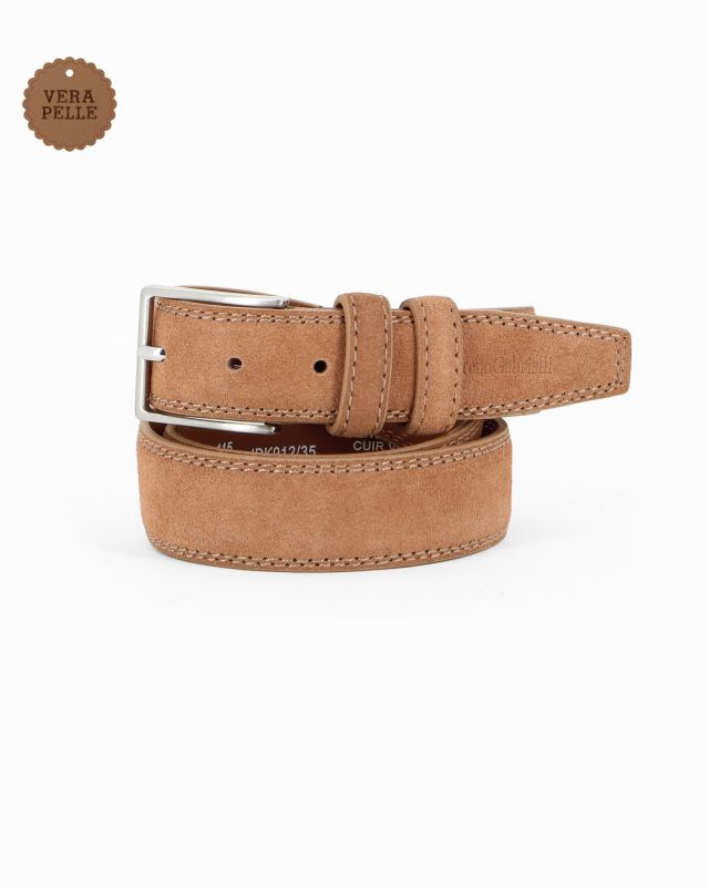 Product: NAZARENO GABRIELLI - Cinta tabacco scamosciata da uomo in VERA PELLE (1 of 3)