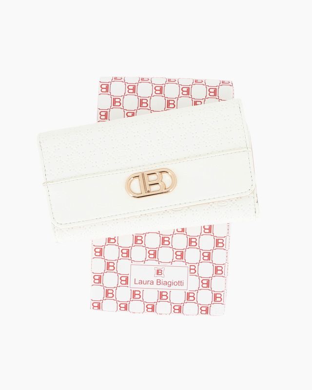 Product: LAURA BIAGIOTTI - Portafoglio bianco trapuntato con patta (1 of 3)