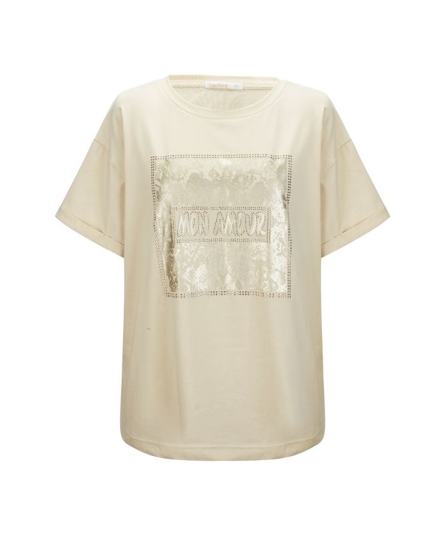 Product: BACHATA - Tshirt manica corta ivory con scritta e stampa (1 of 2)